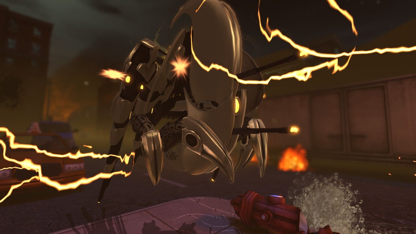 XCOM: Enemy UnknownFies: Ist uns eine Cyberdisk erst mal auf die Pelle gerückt, verwandelt sie sich in einen spinnenartige Angriffsroboter.