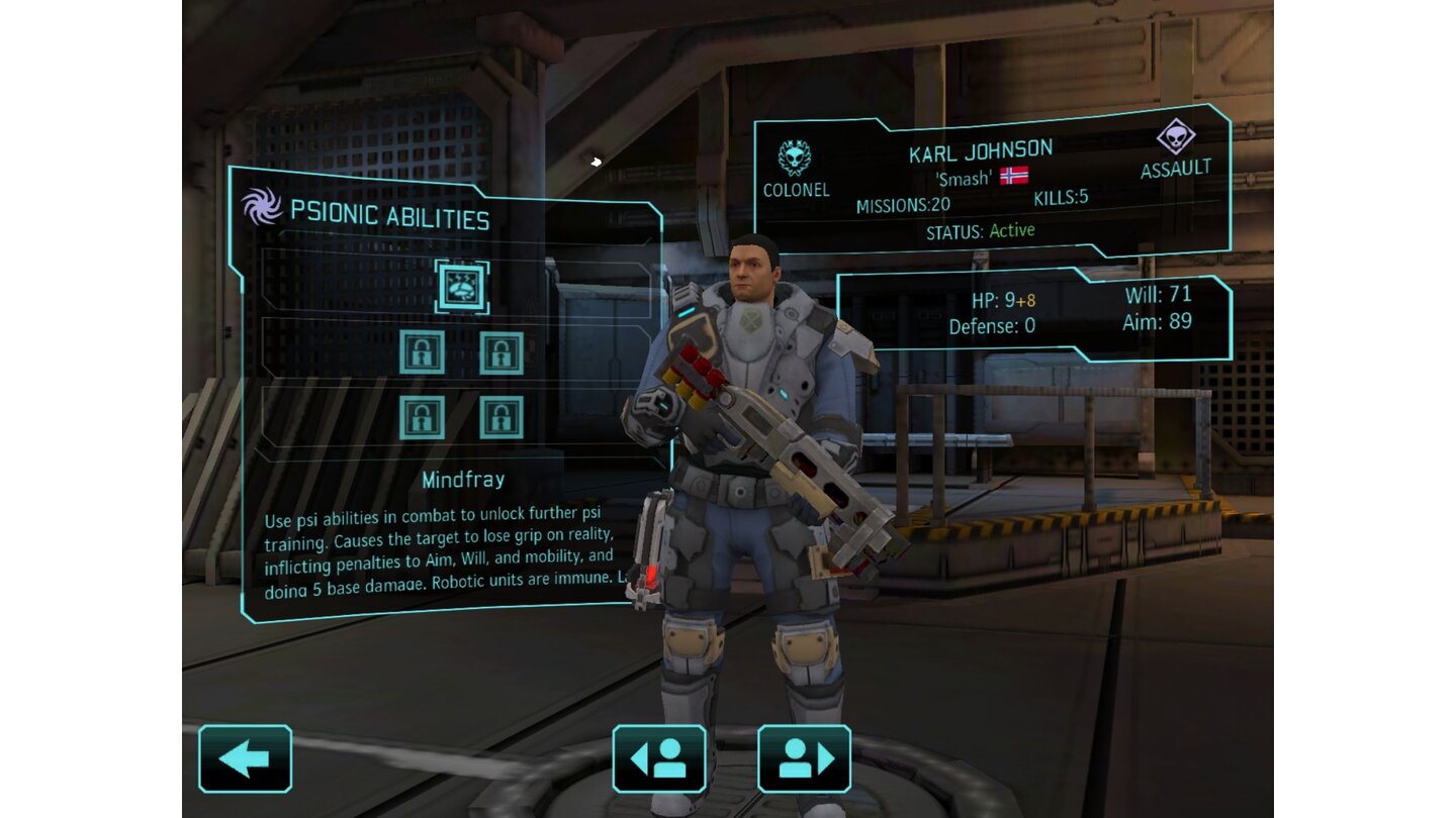 XCOM: Enemy Unknown - iOSDieser Soldat verfügt sogar schon über psionische Talente und kann Gegnern per Telekinese das Fell über die Ohren ziehen.
