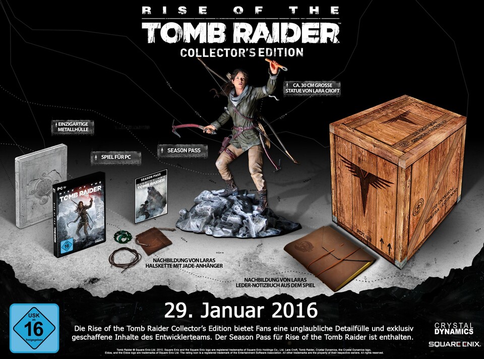 Die Collector's Edition von Rise of the Tomb Raider für PC soll ca. 130 Euro kosten.