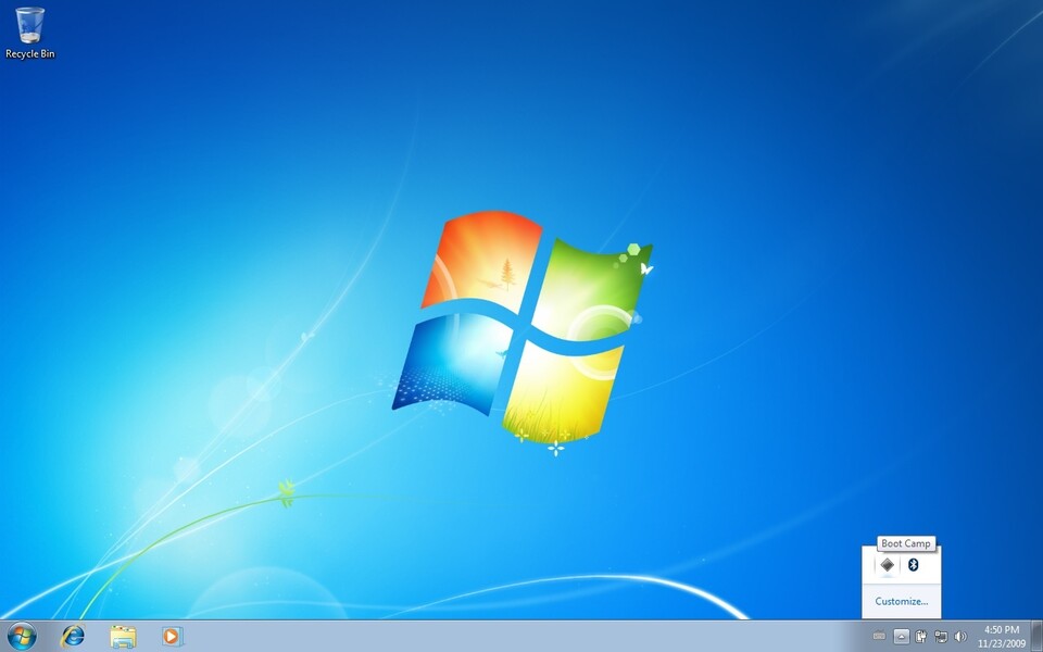 Nach der Installation von Windows prangt ein BootCamp-Icon in der Taskleiste.