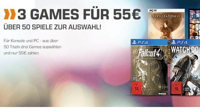 Die beliebte »3 Spiele für 55€«-Aktion gibt es noch bis kommende Woche bei Saturn. 