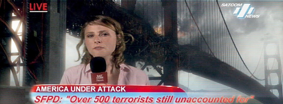 Filmszene: Eine Reporterin berichtet vom Terrorangriff auf San Francisco.