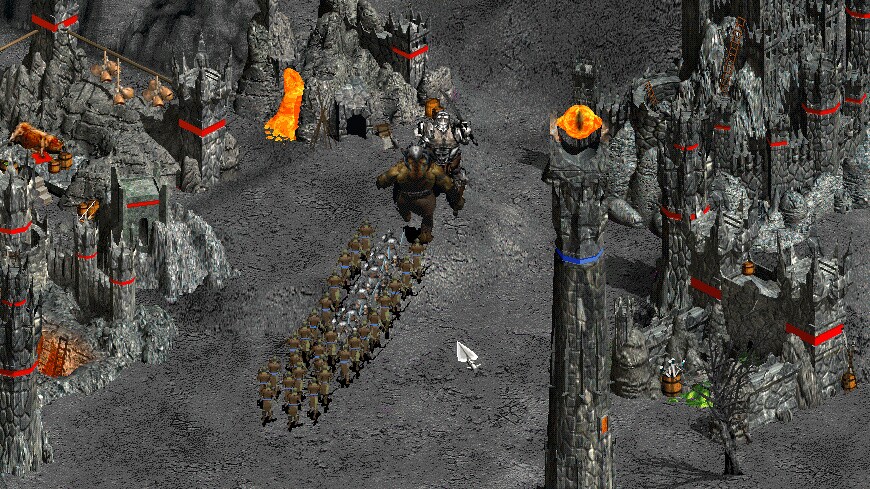 Das lidlose Auge Saurons blickt feurig über die verwüsteten Lande Mordors - dank Mod auch in Age of Empires 2.