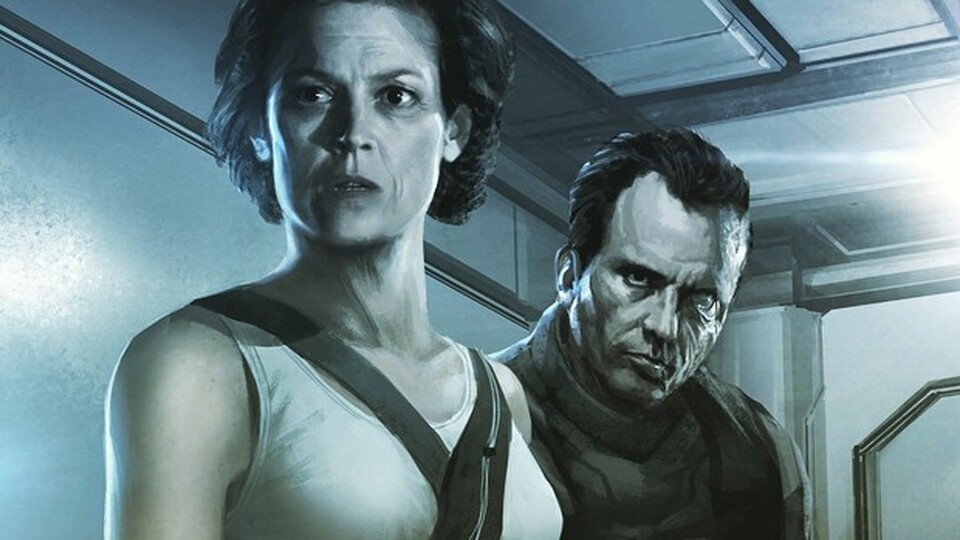 Concept-Art zu Neill Blomkamp Alien-Sequel mit Sigourney Weaver (Ripley) und Michael Biehn (Corporal Hicks).