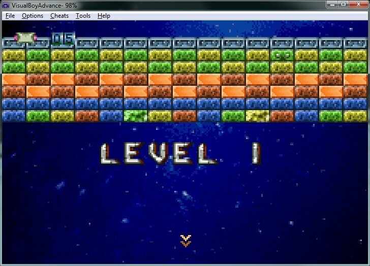 Auch für Visual Boy Advance gibt es legale Software, die Sie mit dem Emulator spielen können. Hier im Bild der Arkanoid-Klon Wall Breaker, der wie viele anderen Homebrew-Spiele kostenlos auf der Webseite PDROMS.de zu finden ist.