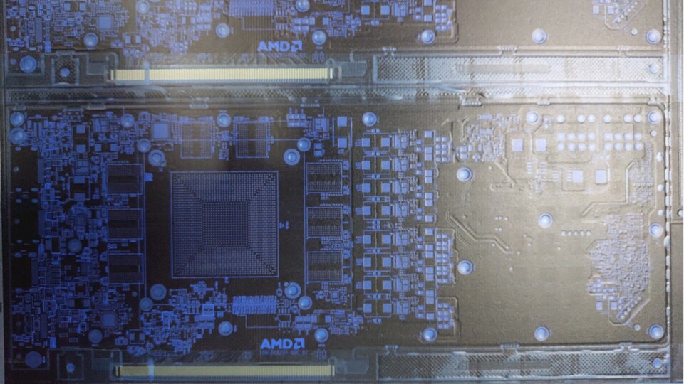 Dieses Bild soll die Platine einer zukünftigen Navi-Grafikkarte von AMD zeigen und gibt einige mögliche Details Preis. (Bild: Baidu)