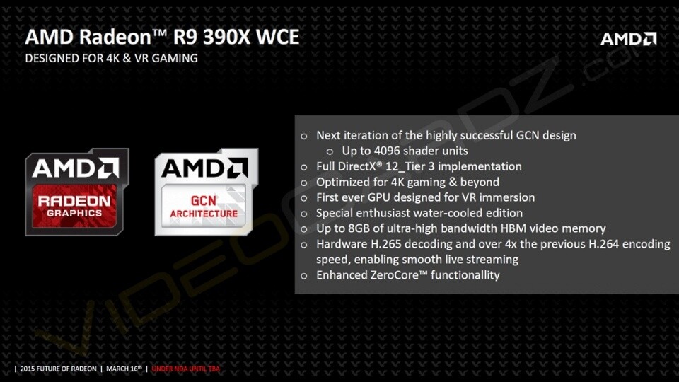 AMD Radeon R9 390X WCE Folie (Bildquelle: Videocardz)