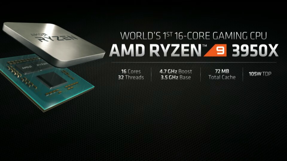 Mit bis zu 4,7 GHz Turbo soll der Ryzen 9 3950X für Games optimiert sein, die oft noch hohe Single-Core-Leistung statt vieler Kerne benötigen.