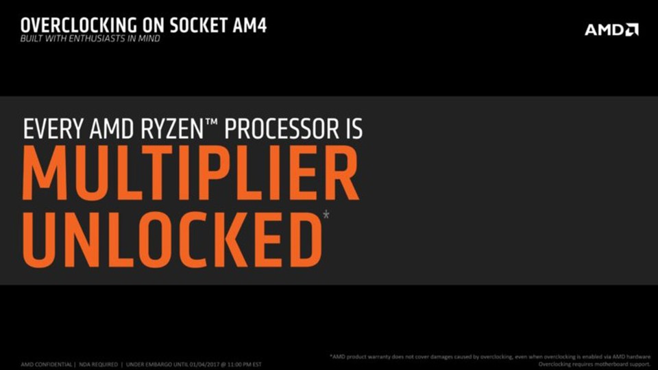 AMDs Ryzen-CPUs werden einen freien Multiplikator besitzen.