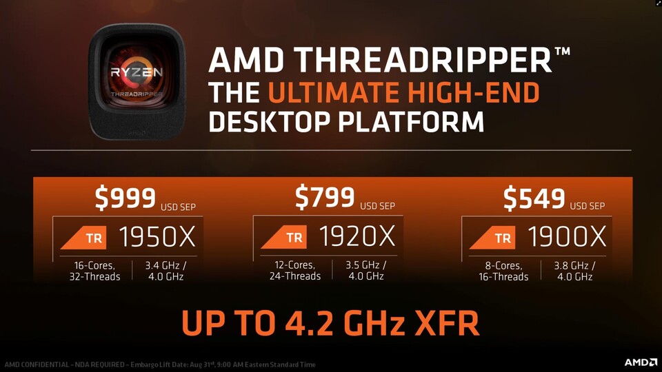 AMD Threadripper 1900X ist der günstigste Prozessor für Sockel TR4.