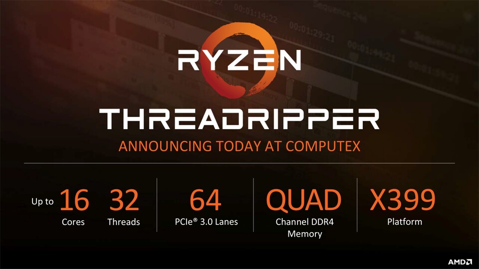 AMDs Threadripper-Prozessoren besitzen bis zu 16 Kerne und können 32 Threads gleichzeitig bearbeiten. Notwendig wird dafür ein Mainboard mit X399-Chipsatz samt neuen Sockel.