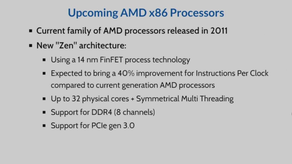 Die neue CPU-Architektur Zen unterstützt anscheinend bis zu 32 Kerne pro Prozessor.