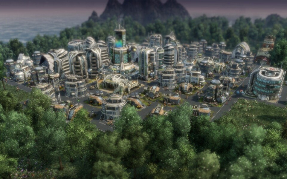 Die Ecos sind die umweltfreundliche Partei von Anno 2070, ihre Städte strahlen wie im grünen Umland.