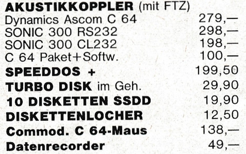 Diskettenlocher gehörten zum Angebot vieler Versandhändler, wie dieser Anzeigenausschnitt aus 64'er-Magazin 6/1986 zeigt.