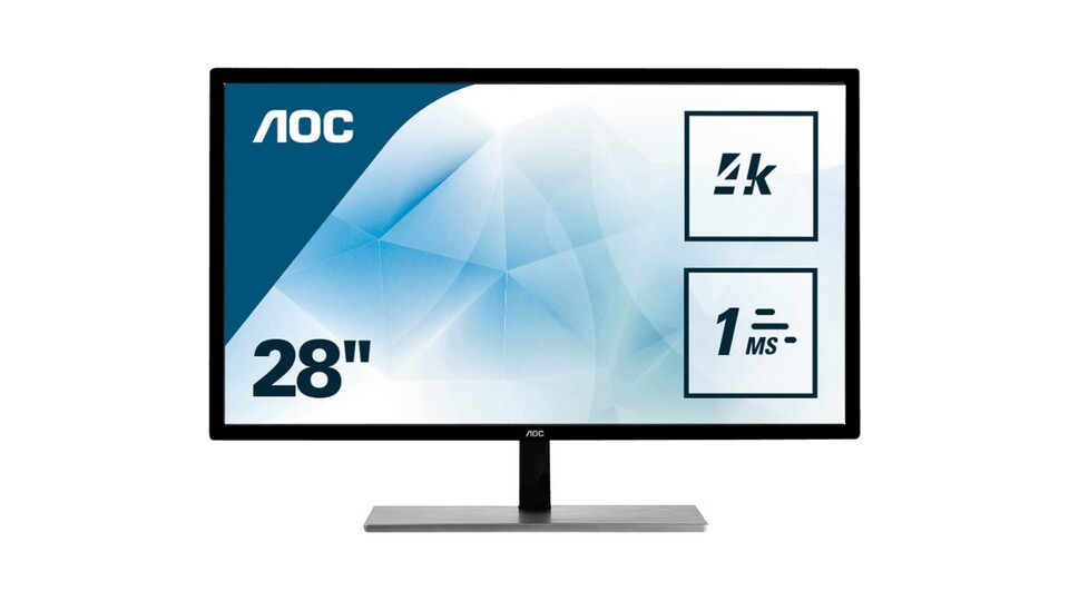 Der AOC Monitor ?U2879VF bietet einen Bilddiagonale von 28 Zoll und eine 4K-Auflösung.
