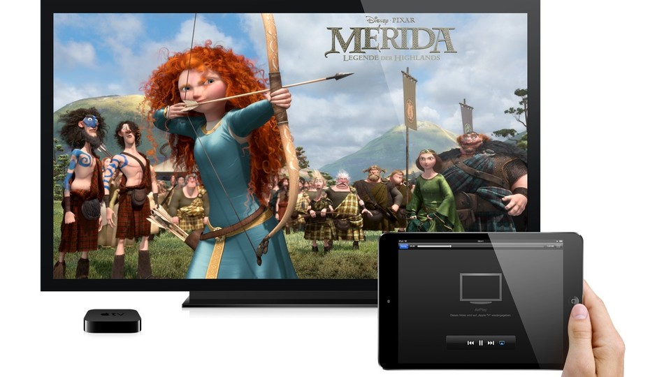 Per AirPlay können wir Videos vom iPad auf dem Fernseher wiedergeben – wenn dieser AirPlay unterstützt oder ein Apple TV angeschlossen ist.