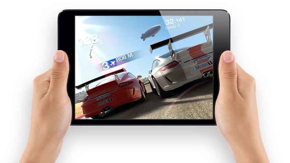 Mit einer Diagonale von 7,9 Zoll ist das iPad Mini zwar deutlich kleiner als die anderen iPad-Modelle, wiegt aber auch nur die Hälfte – prima für lange Spielesessions.