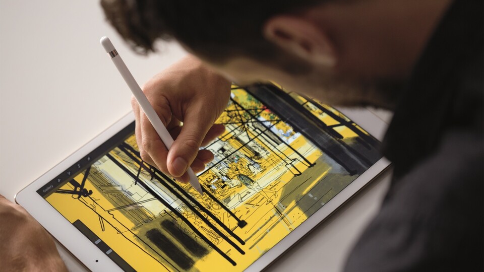 Das Apple iPad Pro kann mit einem optionalen Appe Pencil verwendet werden.