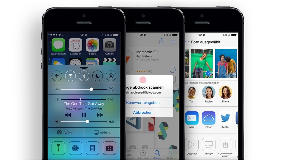 Das neue iOS 7 räumt mit der verspielten Optik der Vorgängerversionen auf. Im Detail sind eindeutige Einflüsse von Windows Phone zu erkennen.