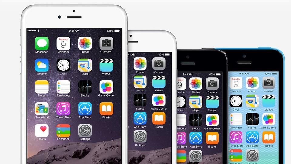 Von links nach rechts: iPhone 6 Plus, iPhone 6, iPhone 5S, iPhone 5C