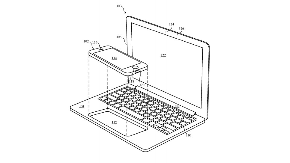Der Apple-Patentantrag beschreibt eine Art iPhone-Laptop. (Bildquelle: USPTO)
