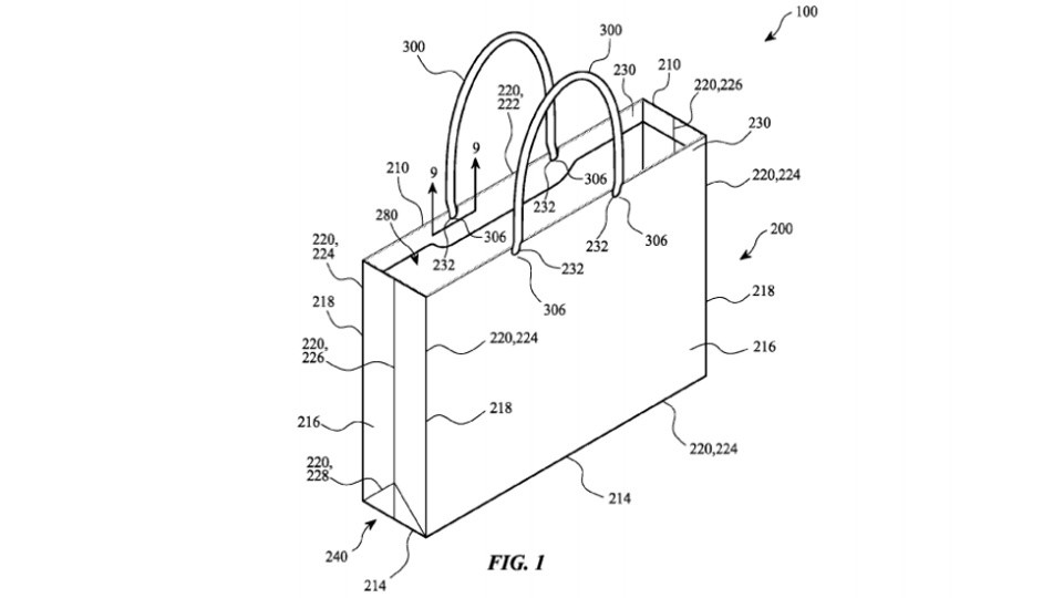 Apple stellte einen Patentantrag auf eine Papiertüte. Mit Henkel! (Quelle: USPTO)