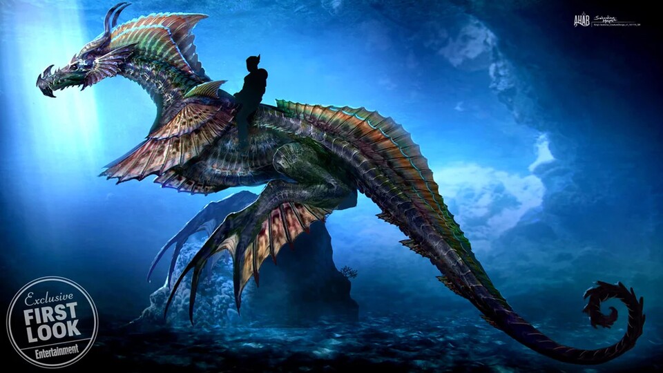 Aquaman reitet im Film auf einem ausgewachsenen Drachen, und nicht auf einem kleinen Seepferdchen.