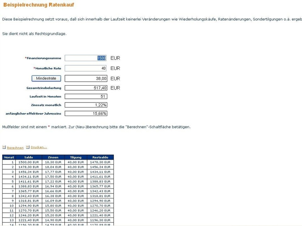 Guter Service bei Arlt: Online-Zinsrechner