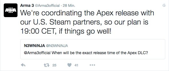 Arma 3: Apex Release Twitter