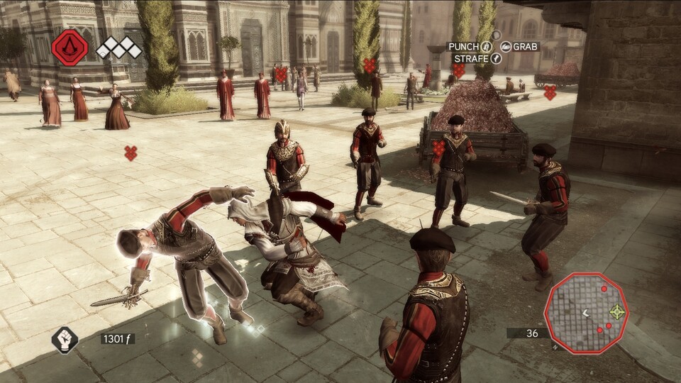 Der nächste bitte: Auch in Assassin’s Creed 2 lassen sich die Wachen der Reihe nach verprügeln.