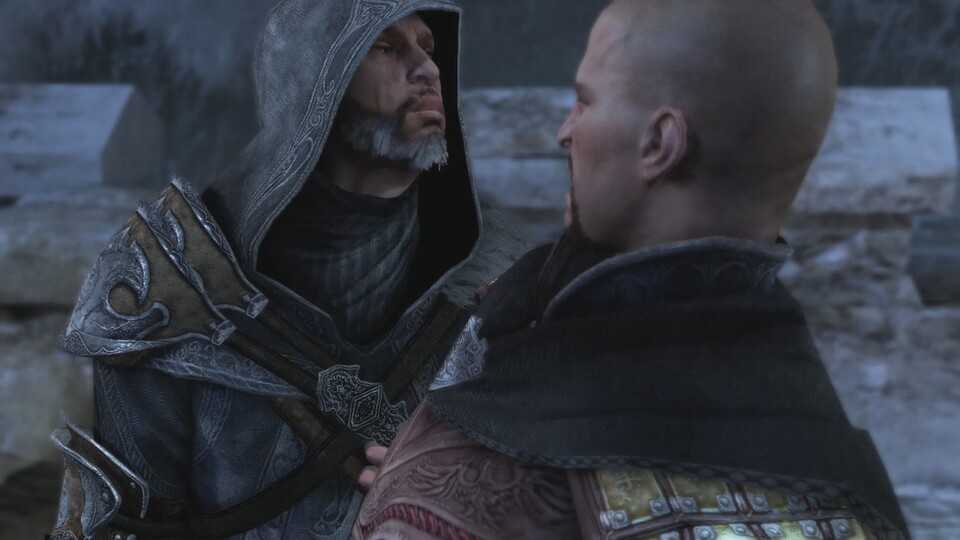 Ezio Auditore und sein Gegenspieler Leandro streiten sich um Altairs Vermächtnis.