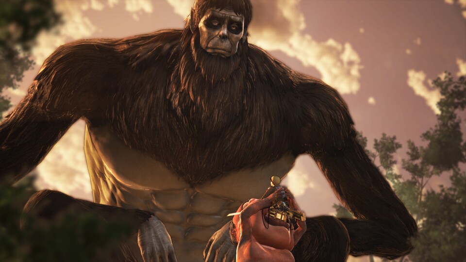 Im DLC zu Attack on Titan 2 erahrt ihr auch, was es mit dem gigantischen Affen auf sich hat.