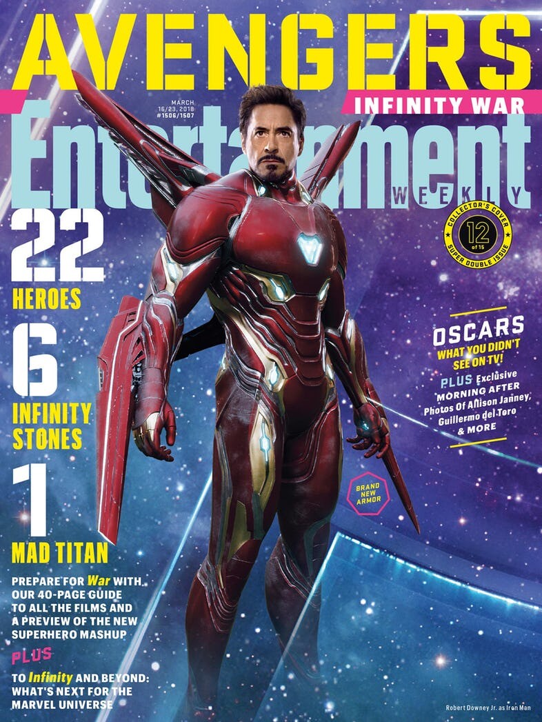 Das neue Cover des EW-Magazins zu Marvels Avengers: Infinity War zeigt Iron Mans neue Rüstung mit Flügeln. (c) EW