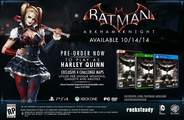 Neben Harley Quinn als spielbaren Charakter wird es für Batman: Arkham Knight wohl noch weitere Pre-Order-Boni geben.