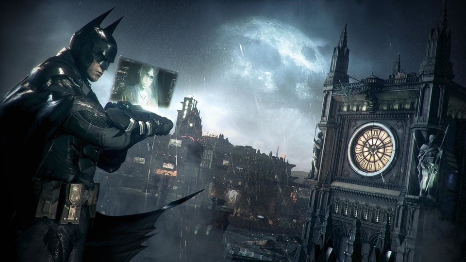 Über sein Videotelefon hält Batman Kontakt zu Informantin Oracle, die im Glockenturm residiert.