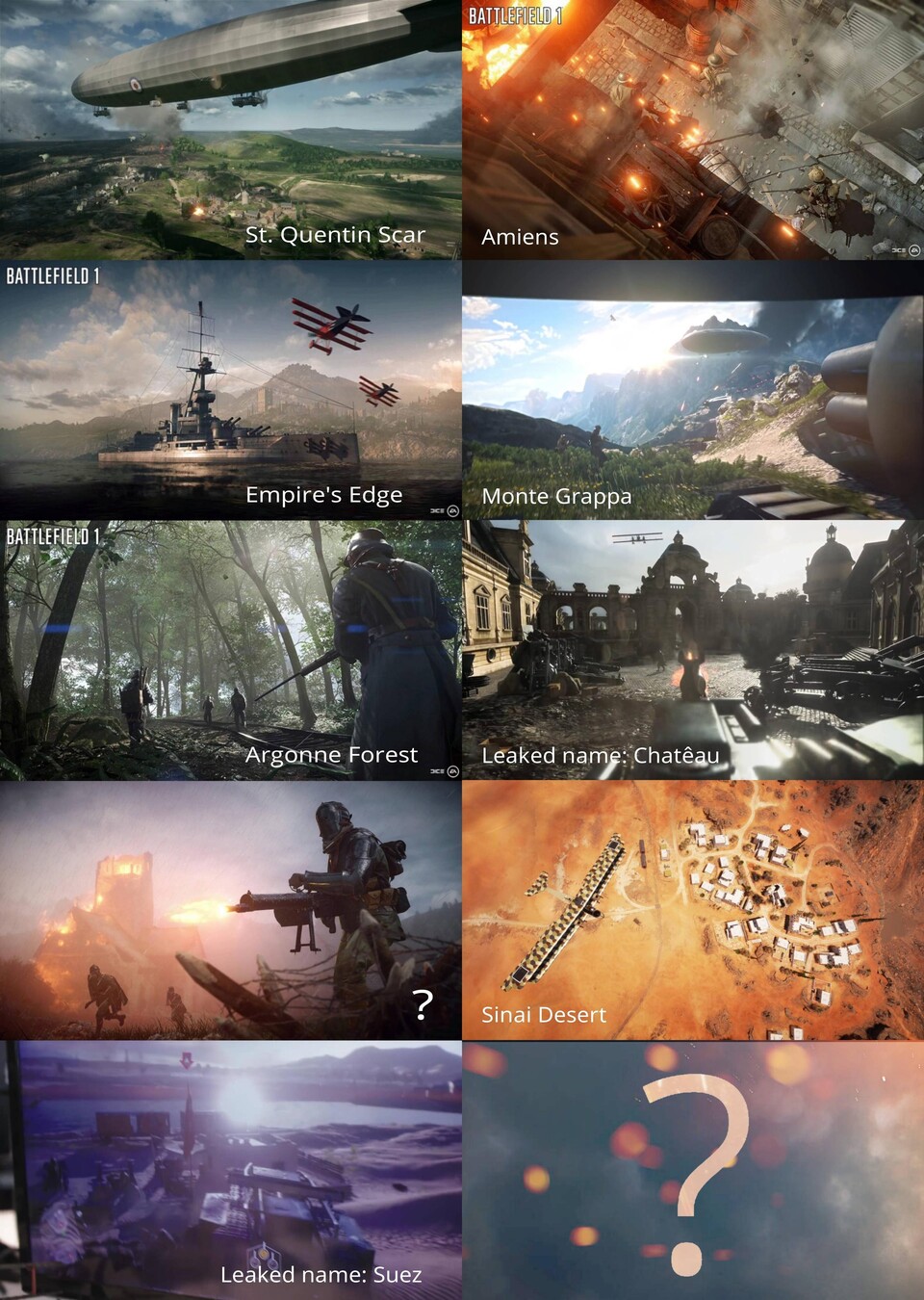 Diese Übersichtsgrafik zu den Multiplayer-Maps von Battlefield 1 ist vor kurzem aufgetaucht.