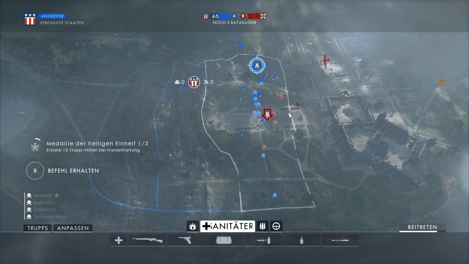 Ein typisches Bild in Battlefield 1: Die meisten Spieler rennen auf geradem Weg von Flaggenpunkt zu Flaggenpunkt, statt Feinde zu umgehen. 