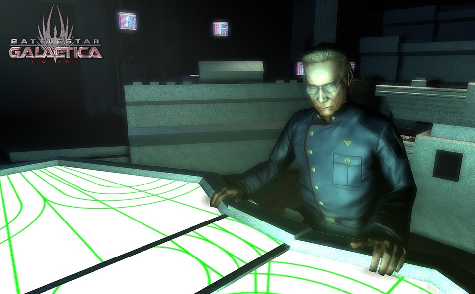 Admiral Adama wird auch in Battlestar Galactica Online auftreten.