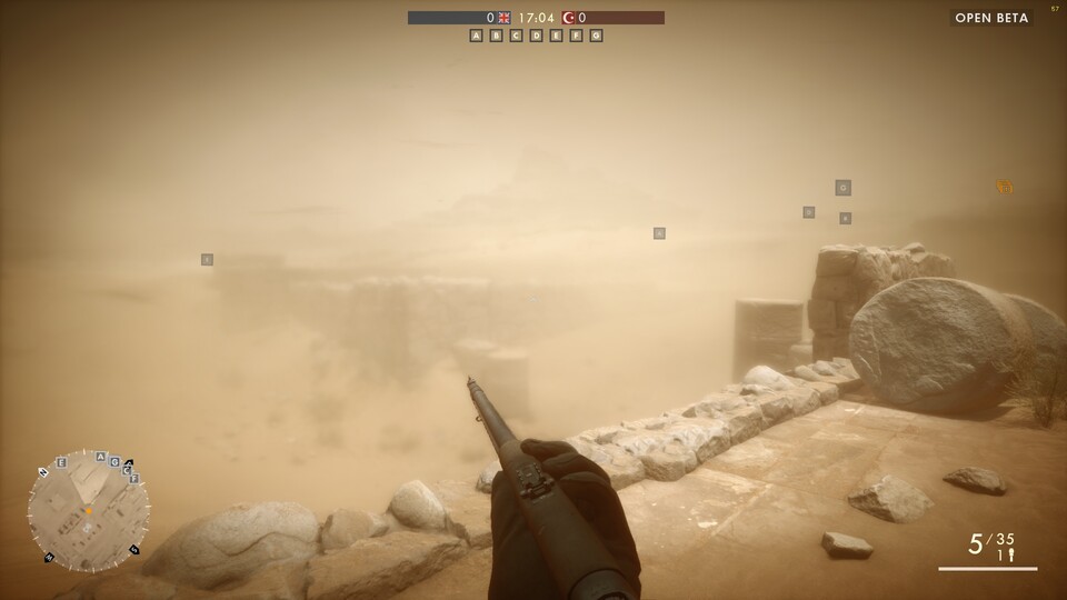 In Bewegung sehen die starken Sandstürme deutlich besser als auf Screenshots aus, gleichzeitig sorgen sie trotz der geringen Sichtweite für spürbar niedrigere fps.