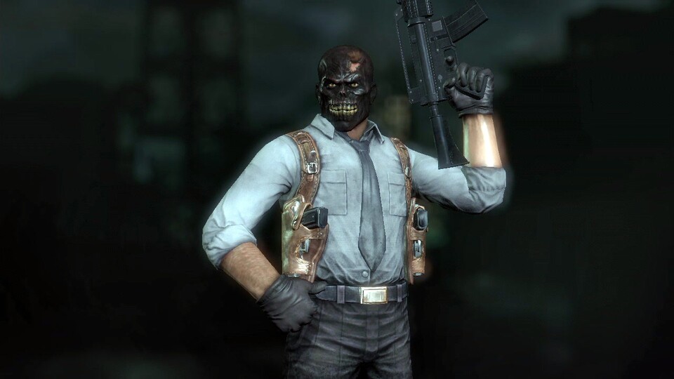 Black-Mask (Screenshot aus Batman: Arkham City) ist der Drahtzieher hinter den Anschlägen auf Batman.