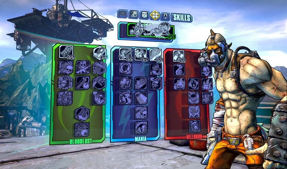 Der Psycho »Krieg« ist der neue DLC-Recke für Borderlands 2 - Subtiles Vorgehen und Tischmanieren sind nicht seine Stärke.