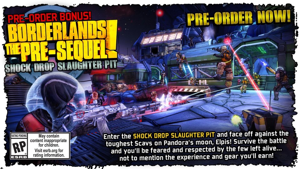Borderlands: The Pre-Sequel escheint am 17. Oktober. Vorbesteller erhalten den DLC »Shock Drop Slaughter Pit« als Bonus dazu.