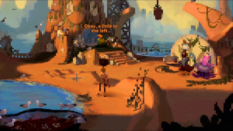 Mit dem versteckten »Retro-Modus« wird Broken Age so wunderbar pixelig dargestellt wie damals The Secret of Monkey Island & Co.