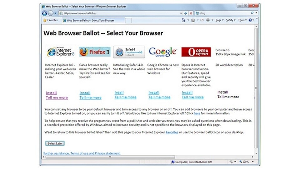 Die Browser-Auswahl in Windows wird nicht mehr angezeigt.