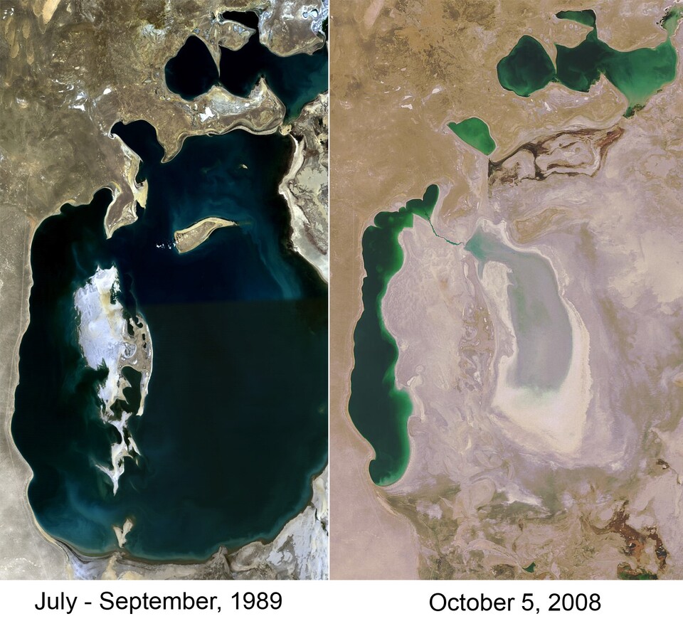 Die Insel Vozrozhdeniye im Aralsee existiert seit 2008 nicht mehr.