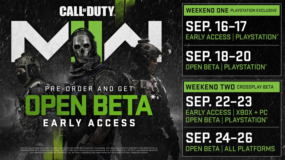Activision und Infinity Ward haben offiziell die Termine der Beta von Call of Duty: Modern Warfare 2 geteilt.