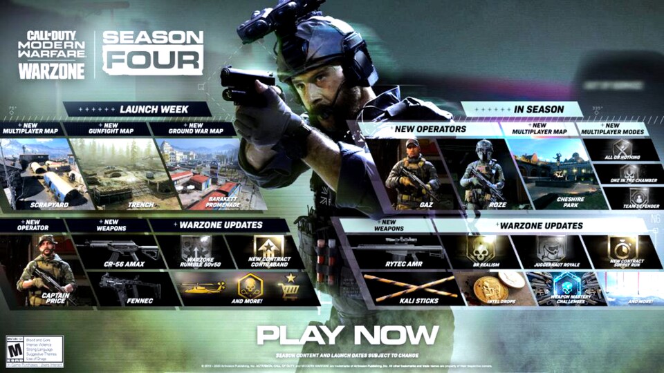 CoD: Modern Warfare und Warzone: Die Roadmap zu Season 4 zeigt, was euch an Neuerungen erwartet.