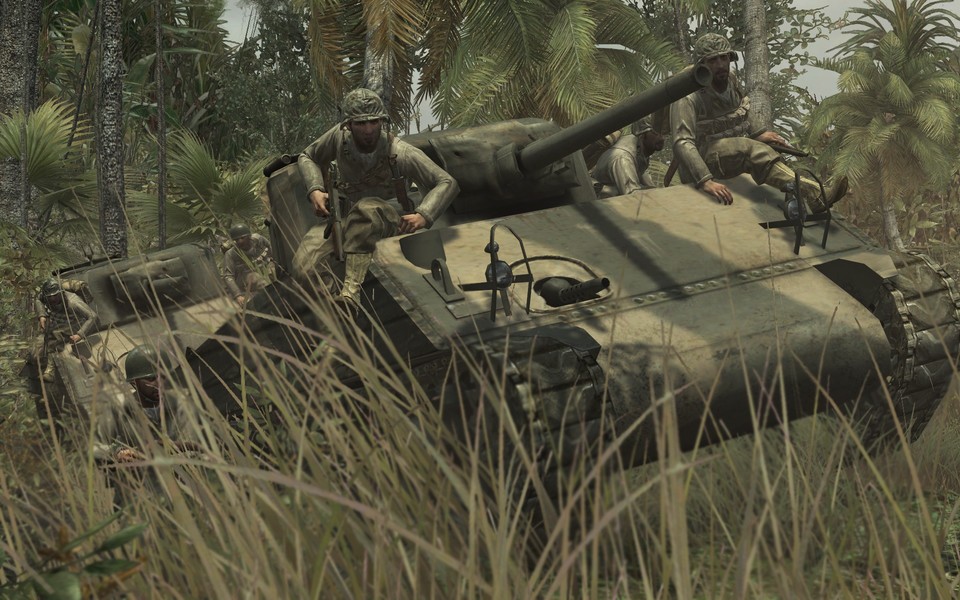 Nach den infanteristischen Landeoperationen schicken die Marines Panzer auf die Inseln. Sie können also auch große Massenschlachten erwarten.