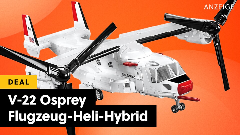 Die V-22 Osprey mit Schwenkrotoren gibts jetzt knallhart reduziert im Angebot bei Amazon.