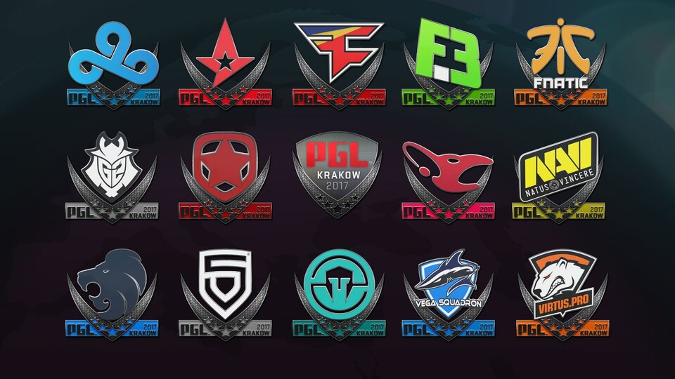 Die 16 Teams und ihre Logos.